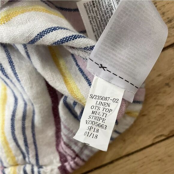 GAP Linen OTS Over The Shoulder Multi Stripe Womens S Retro 90s Coastal Casual S - Picture 3 of 12